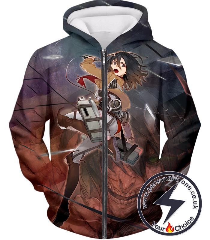 Attack on Titan Super Skilled Soldier Mikasa Ackerman Ultimate Anime Action Zip Up Hoodie